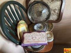 Assorted Dishes, Bakeware & Chair
