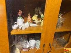 Contents Of Cabinet:  Figurines, Tea Cups & Glassware
