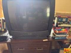 Sharp TV, Stand, & Contents