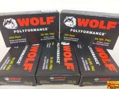 5 Boxes of Wolf Polyformance .223 Rem Steel Case Ammo