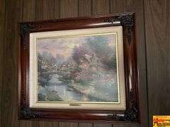 "Lamplight Bridge" by Thomas Kinkade & Framed Cowboy Fiddler