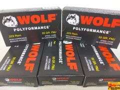 5 Boxes of Wolf Polyformance .223 Rem Steel Case Ammo