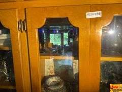 Contents Of Cabinet:  Blue/White Dinnerware, Cobalt Blue Goblets