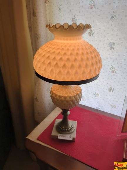 Hobnail Glass Table Lamp with Marble Base image