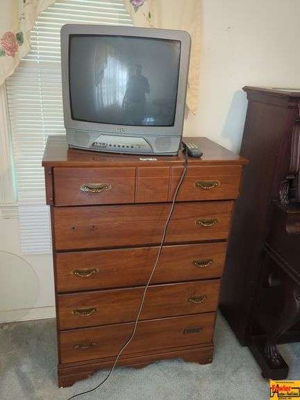 Sanyo Television & Wood Chest of Drawers image