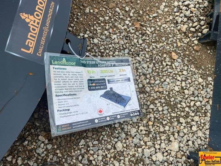 Land Honor Model UHA-16-3000G Skid Steer Utility Hitch Adapter 2" Receiver