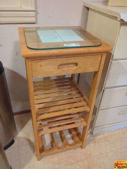 Narrow Kitchen Island With Glass Cutting Board image