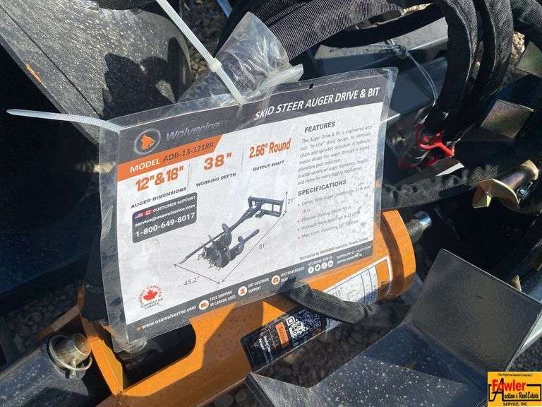 Wolverine Skid Steer Auger Drive & Bit, Model ADB-13-1218R