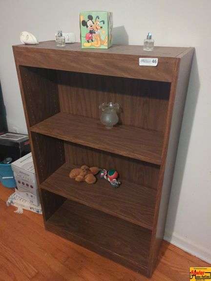 Wood Headboard & Footboard, Wood Bookcase With Contents