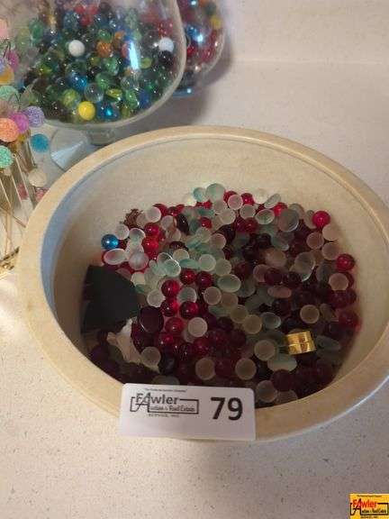 Collection of Decorative Marbles and Glass Beads in Bowls image