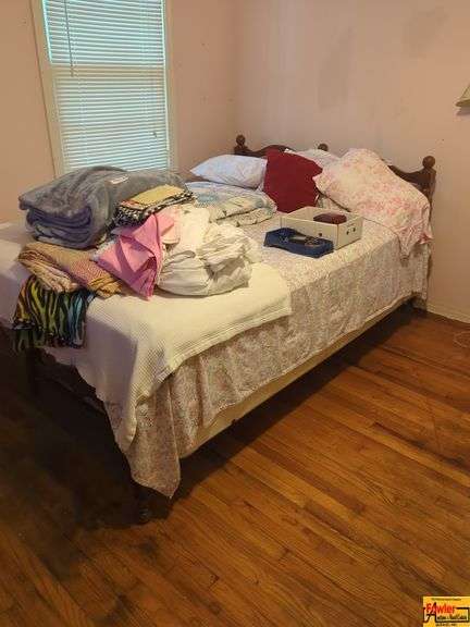 Full Size Bed & Nightstand (contents on bed are not included) image