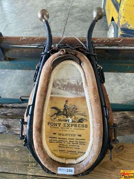 Vintage Horse Collar With Pony Express Wanted Advertisement image