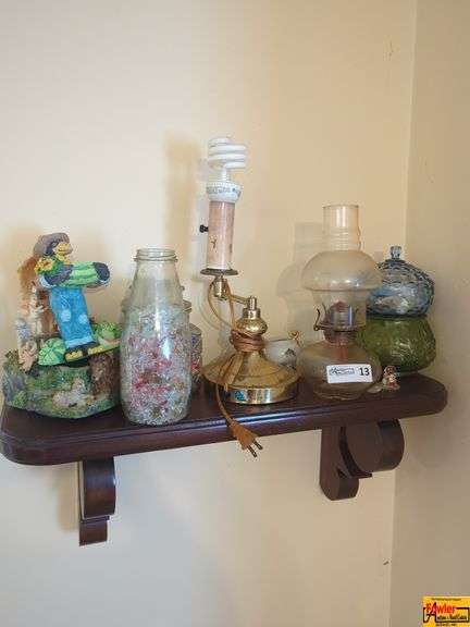Floating Shelves With Statue, Figurines, Bud Vases, Lamps & Decorative Jars