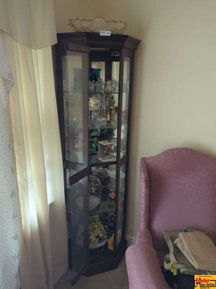 Glass Front Corner Display Cabinet (contents not included image