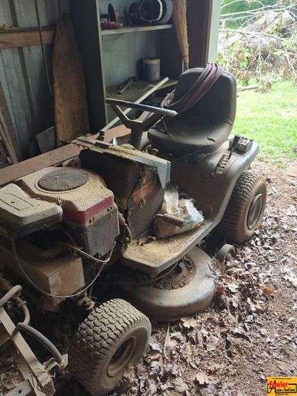 Murray Riding Lawn Mower With Craftsman Trailer, & Sprayer image