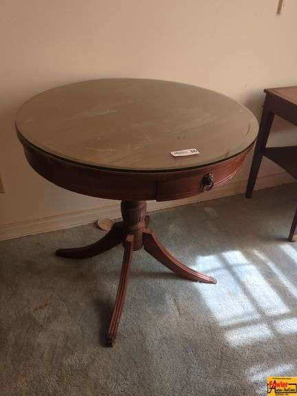Vintage Round Table with Glass Top image