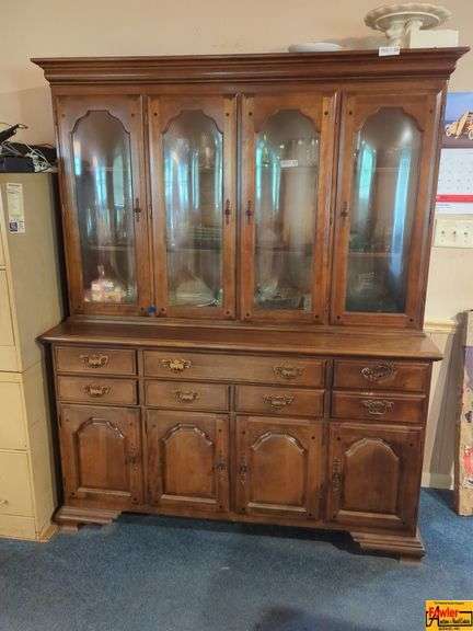 Large Wood China Cabinet Hutch (contents not included) image