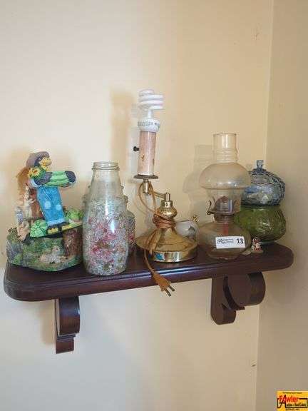 Floating Shelves With Statue, Figurines, Bud Vases, Lamps & Decorative Jars image