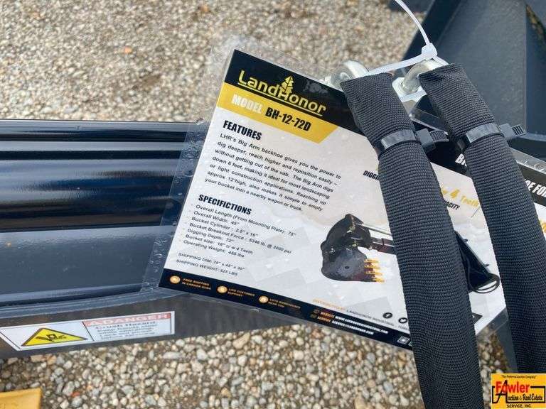 Land Honor Model BH-12-72D Big Arm Backhoe For Skid Steer