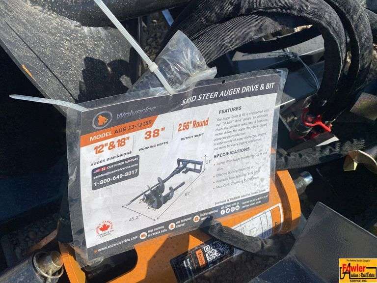 Wolverine Skid Steer Auger Drive & Bit, Model ADB-13-1218R image