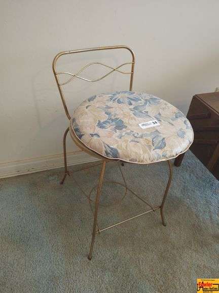 Vintage Style Vanity Stool with Floral Cushion image