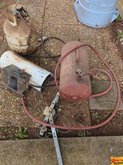 Propane Tank, Heater, Air Compressor image