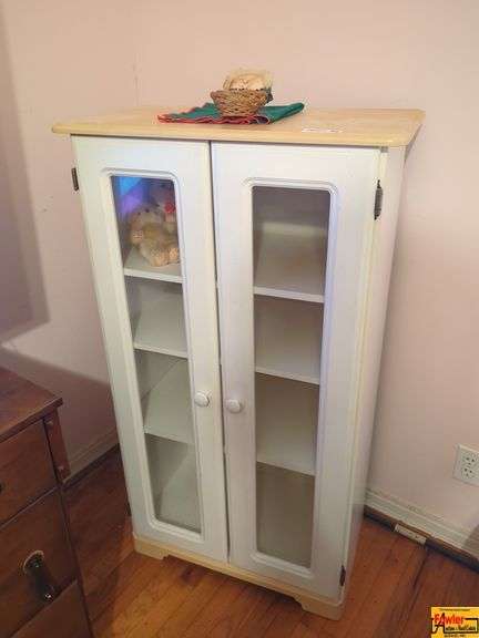 White Display Cabinet with Glass Doors image