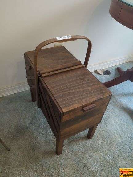 Wooden Sewing Box with Handle image