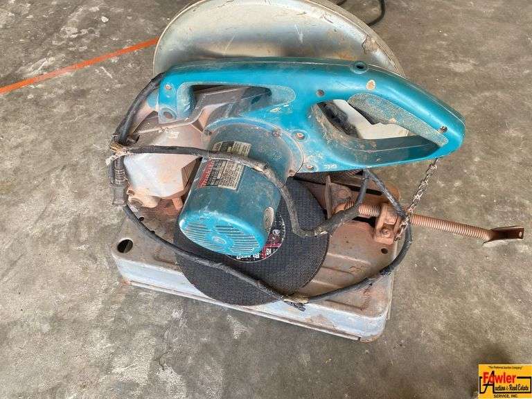 Makita Chop Saw & Metal Ammo Can With Chain image