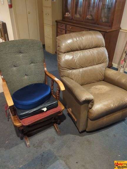 Rocking Chair & Brown Leather Recliner image