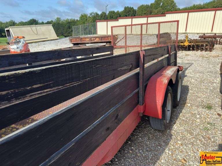 16' Car Trailer With Wood Sides From Tractor Supply, Red; Bill Of Sale Only image