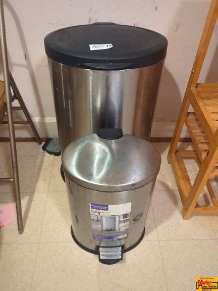 (2) Stainless Steel Trash Cans image