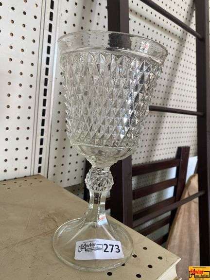 Indiana Glass Diamond Cut Pedestal Vase image