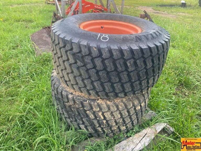 Pair of Titan 44x18.00-20 NHS Tractor Tires with Rims image