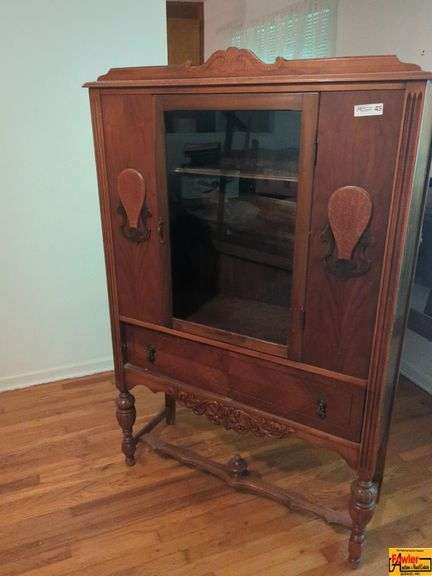 Wood Display Cabinet with Storage Drawer