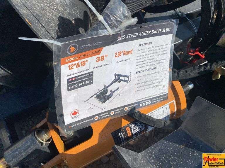 Wolverine Skid Steer Auger Drive & Bit, Model ADB-13-1218R image