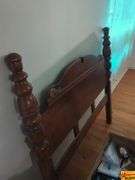 Wood Headboard & Footboard, Wood Bookcase With Contents