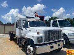1996 GMC Topkick Sleeper Flat Bed Truck With Caterpillar Engine; 317,168 Miles; VIN 1GDJ7H1J0TJ512602.  See video.