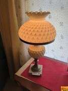 Hobnail Glass Table Lamp with Marble Base