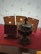 Framed Photos, Decorative Covered Jar & Glassware