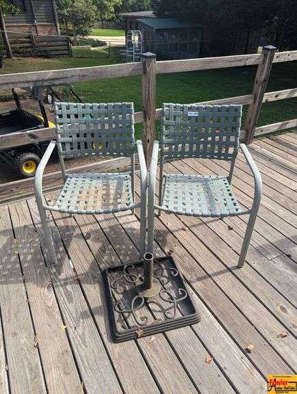 2 Patio Chairs & Umbrella Base image