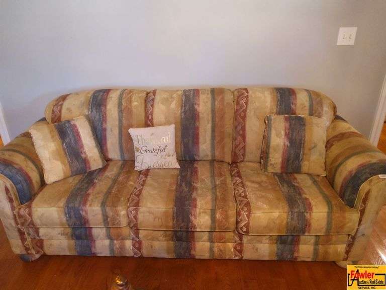 Striped Fabric Sofa with Pillows image