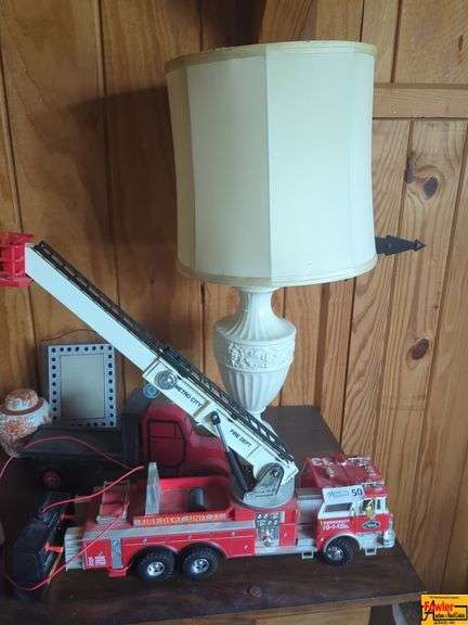 Vintage Mack Metro City Fire Dept. Toy Firetruck, Table Lamp, Ginger Jar & More image