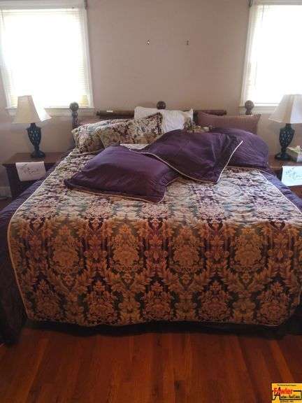 King Size Bed with Headboard and Bedding Set image