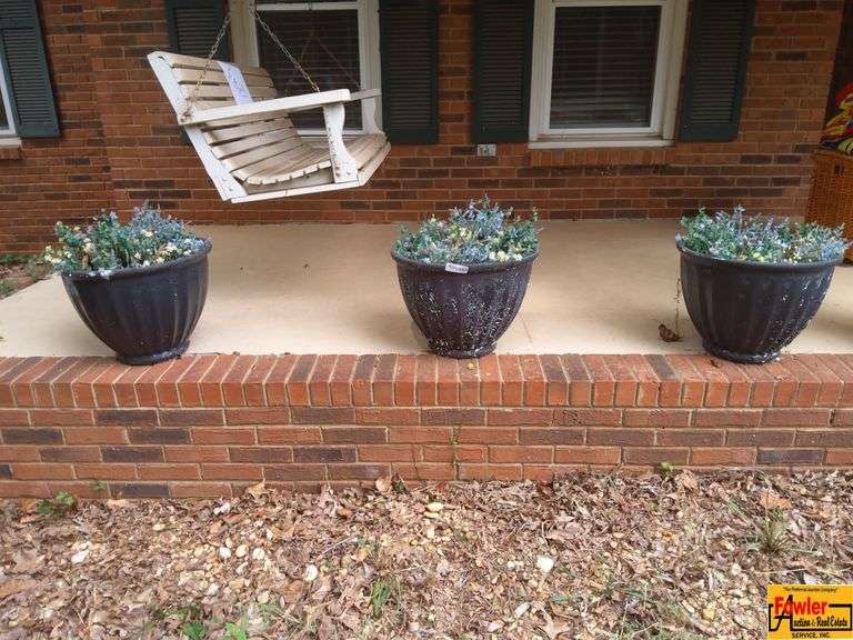 Set of 3 Decorative Outdoor Planters with Artificial Flowers image
