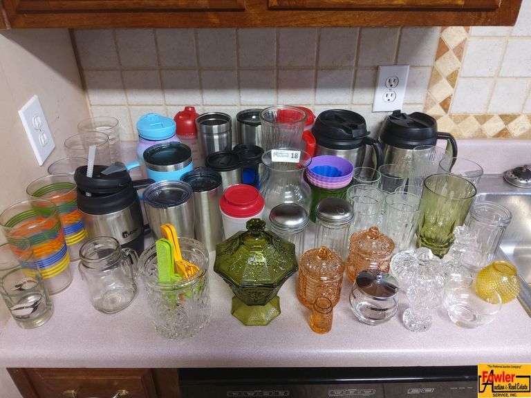 Collection of Drinkware, Jars, and Glass Containers image