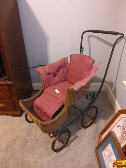 Wicker Baby Carriage Stroller image