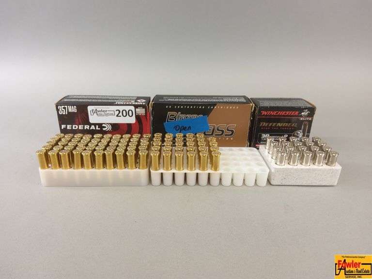 2 Boxes of 357 Mag. (1 Federal American Eagle & 1 Blazer Brass not full box) & Winchester Elite Defender 38 Special +P image