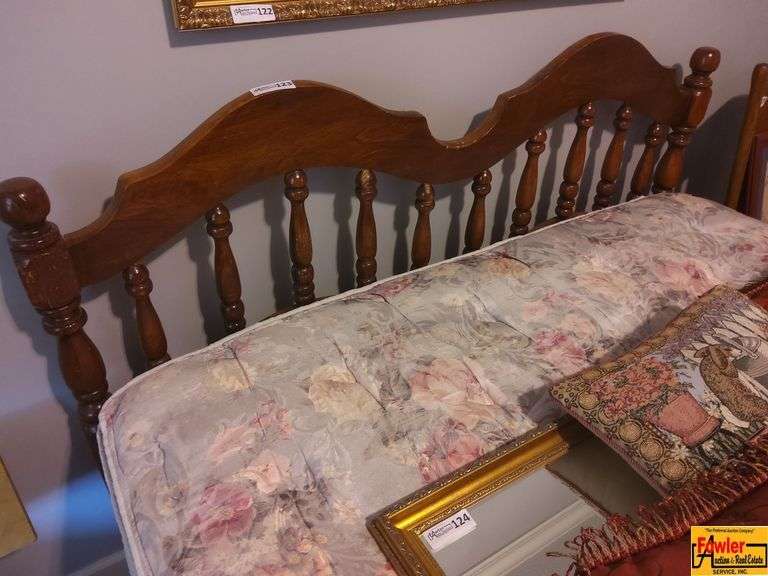 Wood Frame Bed with Mattress (Contents on Bed Not Included) image