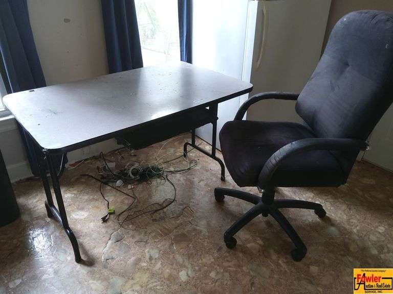 Keyboard Folding Table and Rolling Office Chair image